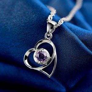 The Heart Deisgn Sterling Silver Birthstone Necklace